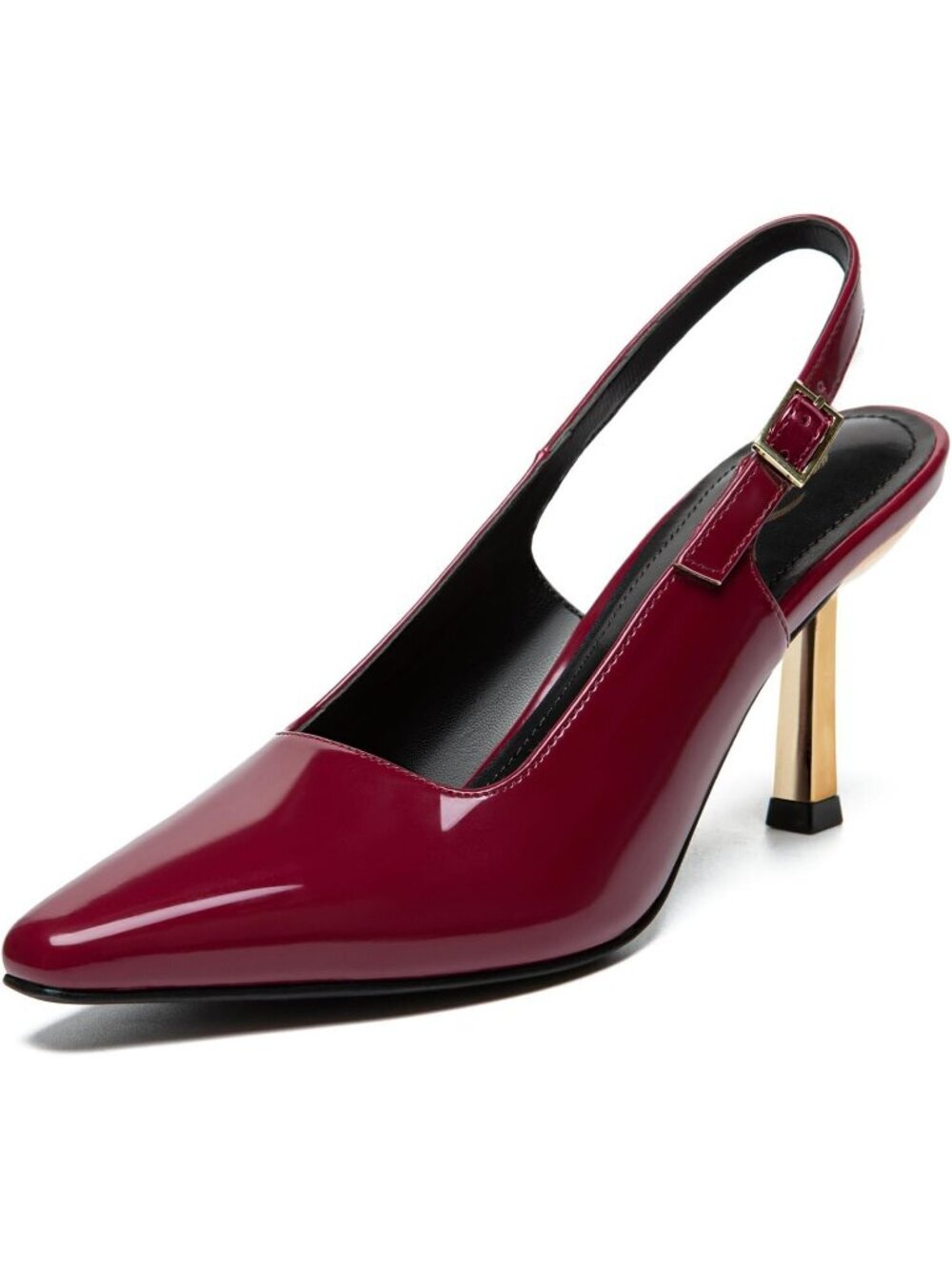Women's Red High Heel Closed Square Toe Pump Soft Latex Insole Party Dress Shoes